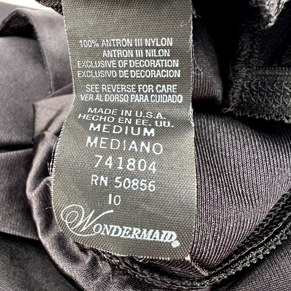 Vintage 80s Wonder Maid Black Petticoat Skirt Lace Trim Slip Medium / Whimsigoth - Picture 9 of 12